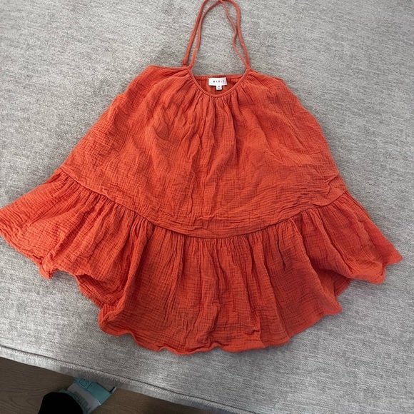 Mable Octavia Mini Dress Orange Cotton Summer Sun Dress - Picture 6 of 11